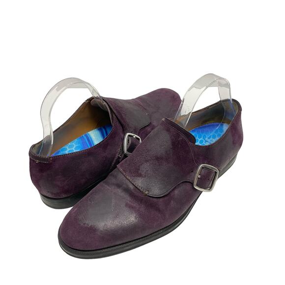 Jimmy Choo | Eggplant Purple Rubbed Leather Monk Strap Laceless Dress Shoes main image 4